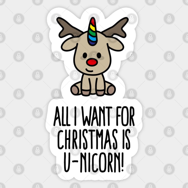 Funny All I want for Christmas is U-nicorn Unicorn Gift Sticker by LaundryFactory